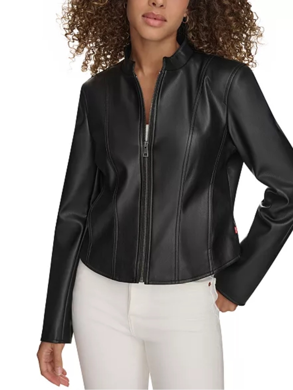 NWT Levi’s Women’s Black Faux Leather Zip-Front Moto Jacket